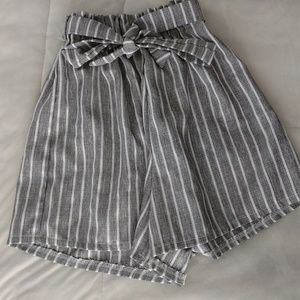 Grey Striped Shorts.